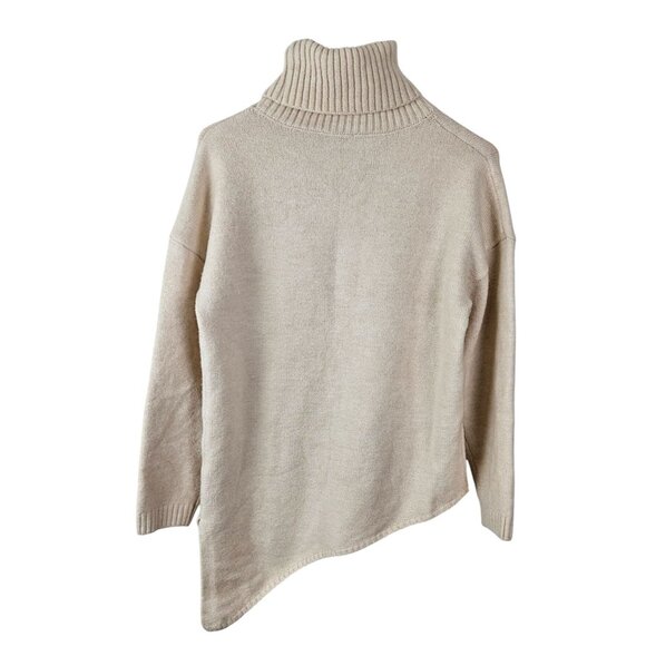 BTBFM Women's Asymmetrical Turtleneck Sweater Size Small Beige Cozy Warm Winter - Picture 5 of 14